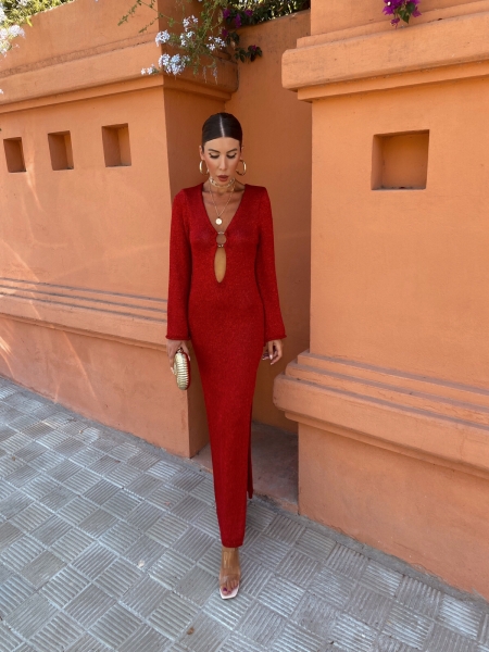 Cavalli Long Sleeve Reddish Dress 2