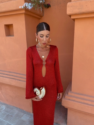 Cavalli - Vestito rosso a maniche lunghe