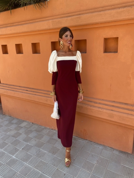 Vestido Enriqueta Bordeaux 2