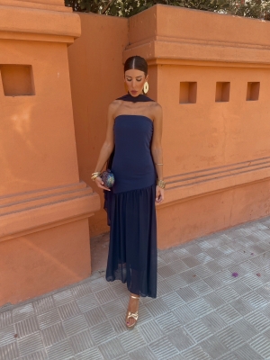 Vestido Edda azul-marinho