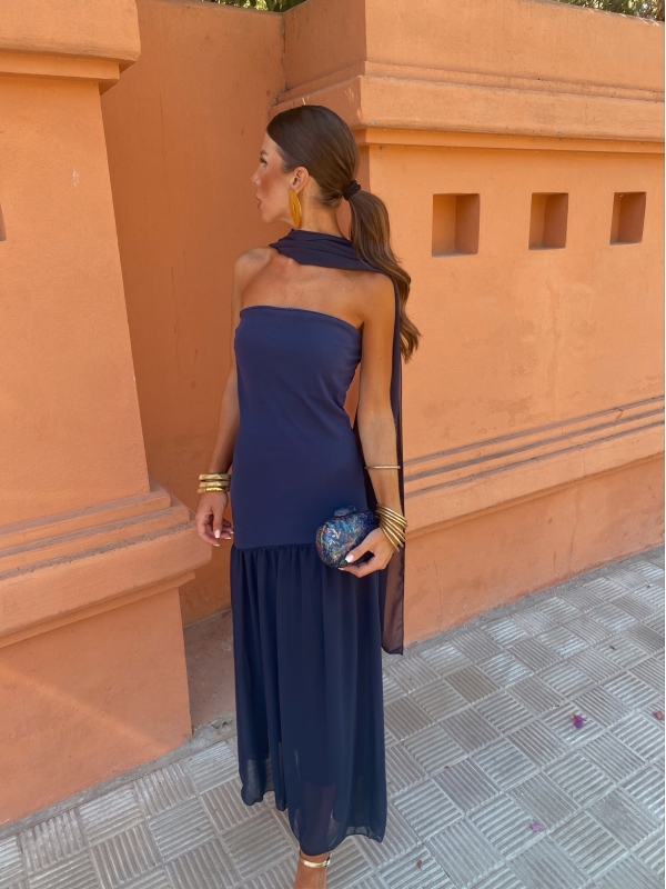 Vestido Edda azul-marinho