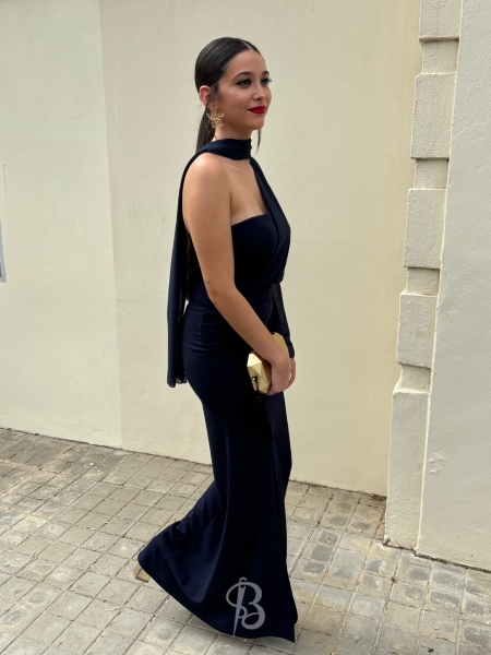 Robe polonaise à manches bleu marine 2