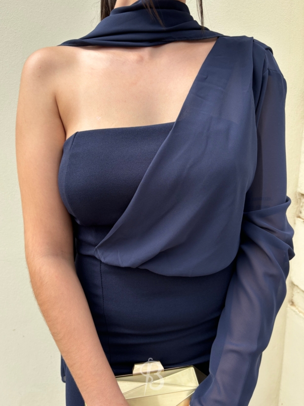 Robe polonaise à manches bleu marine