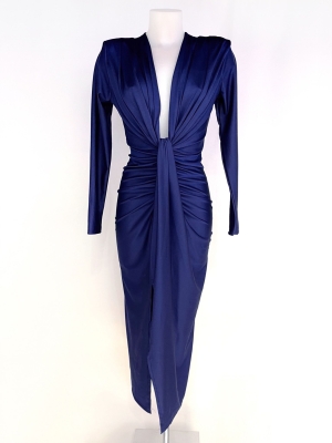 Vestido Coliza Manga Larga Azul Marino