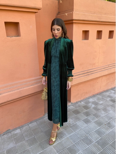 Kaftan Largo de Terciopelo Verde 2