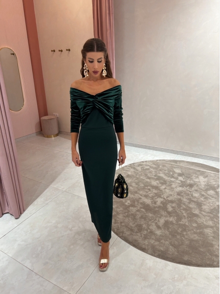 Vestido de veludo verde Santa Cruz 2