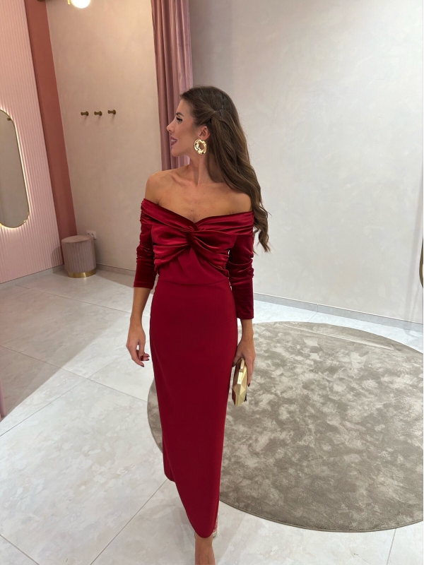 Vestido Santa Cruz Terciopelo Granate