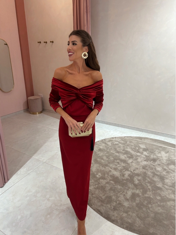 Vestido Santa Cruz Terciopelo Granate