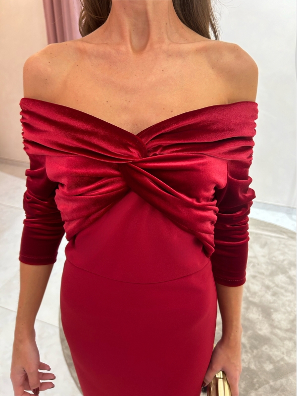 Vestido Santa Cruz Terciopelo Granate