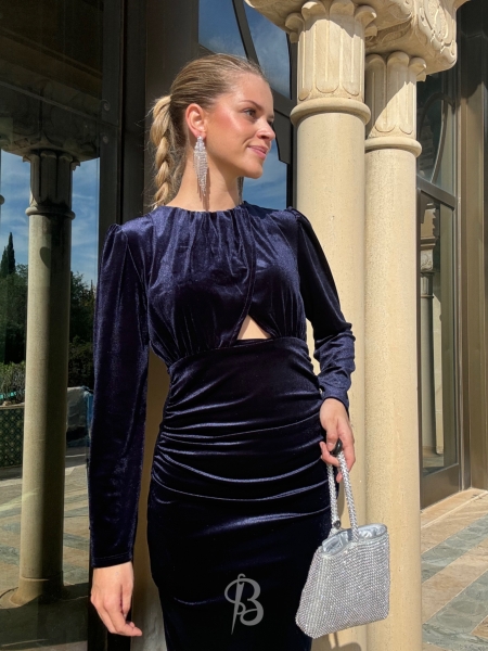 Vestido de veludo Yina Azul