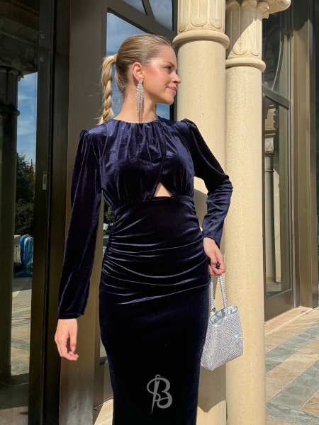 Vestido de veludo Yina Azul 2