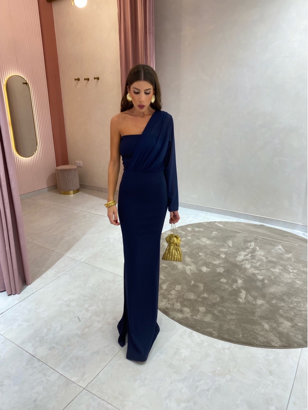 Robe polonaise à manches bleu marine