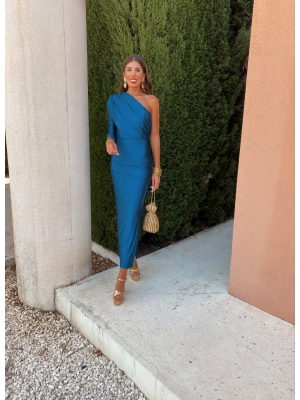 Vestido Esmeralda Manga Petróleo