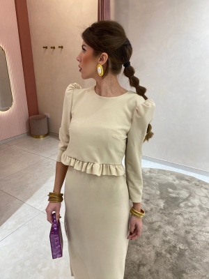 Conjunto Tunísia Bege Liso