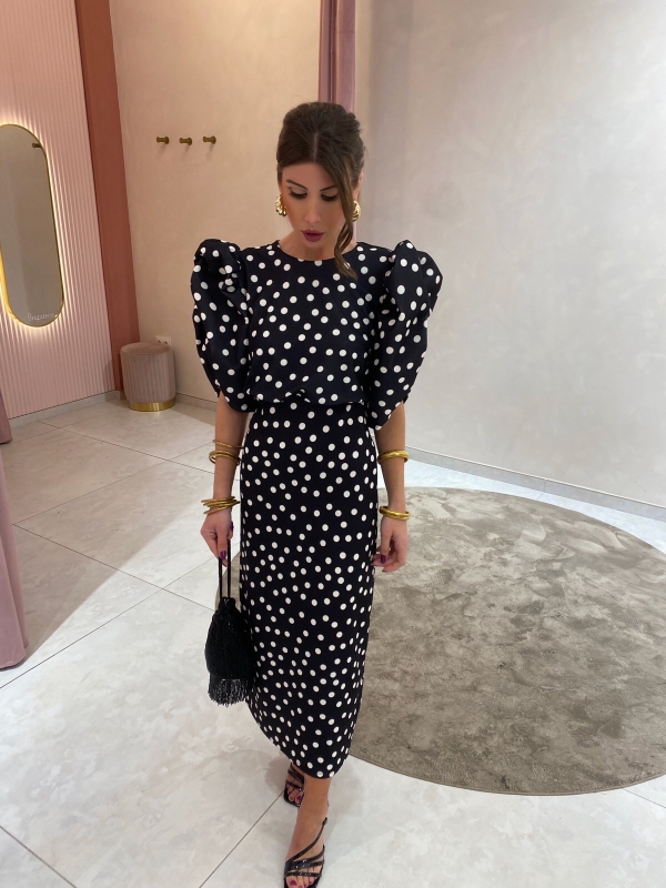 Vestido de bolinhas pretas Horcajo