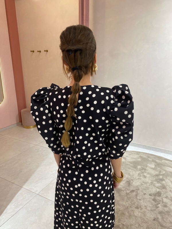 Vestido Horcajo Negro Lunares