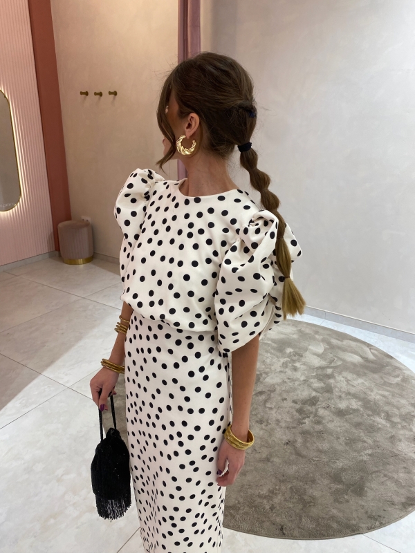 Vestido de bolinhas brancas Horcajo