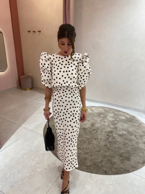 Horcajo White Polka Dots Dress