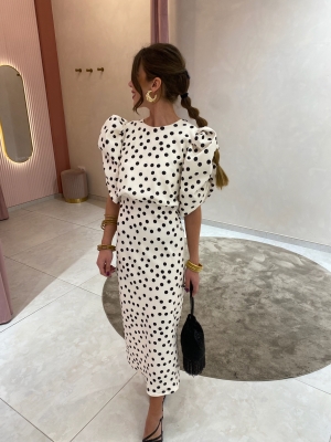 Vestido de bolinhas brancas Horcajo
