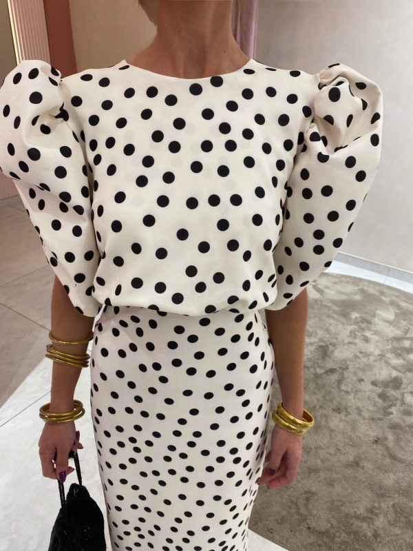 Vestido de bolinhas brancas Horcajo