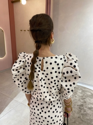 Vestido de bolinhas brancas Horcajo