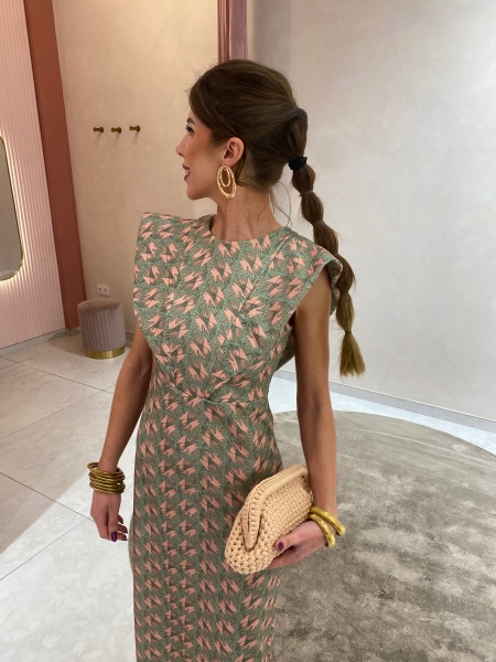 Vestido Murillo Aquamarine/ Nude