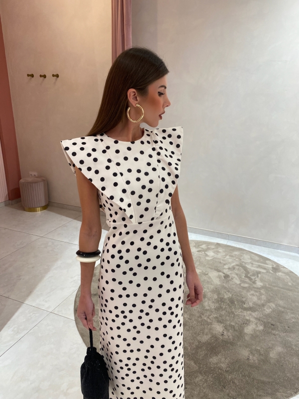 Murillo White Polka Dots Dress