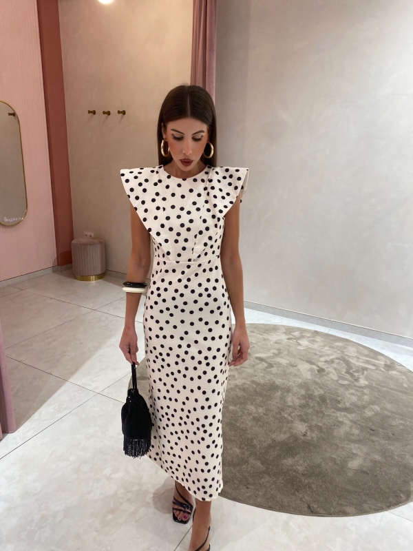 Murillo White Polka Dots Dress