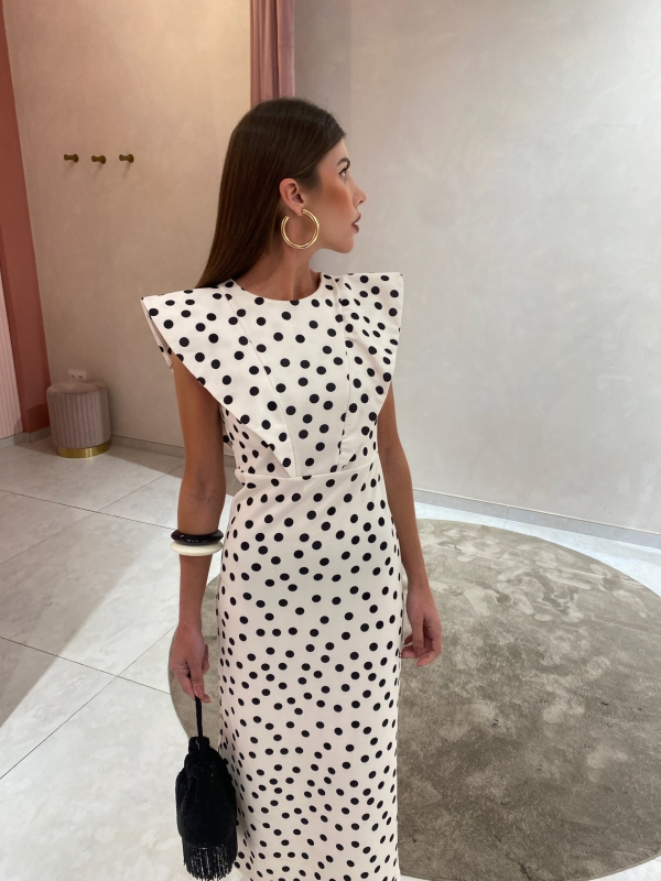 Murillo White Polka Dots Dress