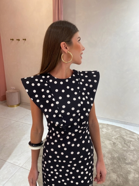 Vestido Murillo Preto às bolinhas