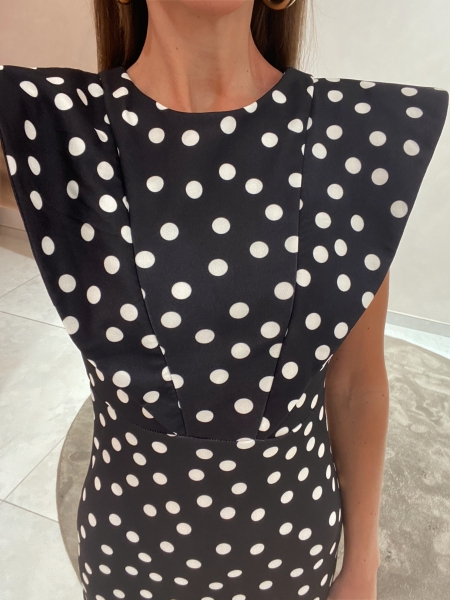 Vestido Murillo Preto às bolinhas 2