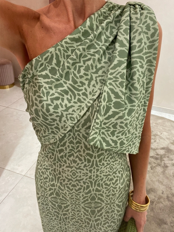 Rovira Dress Zebrado Verdeagua