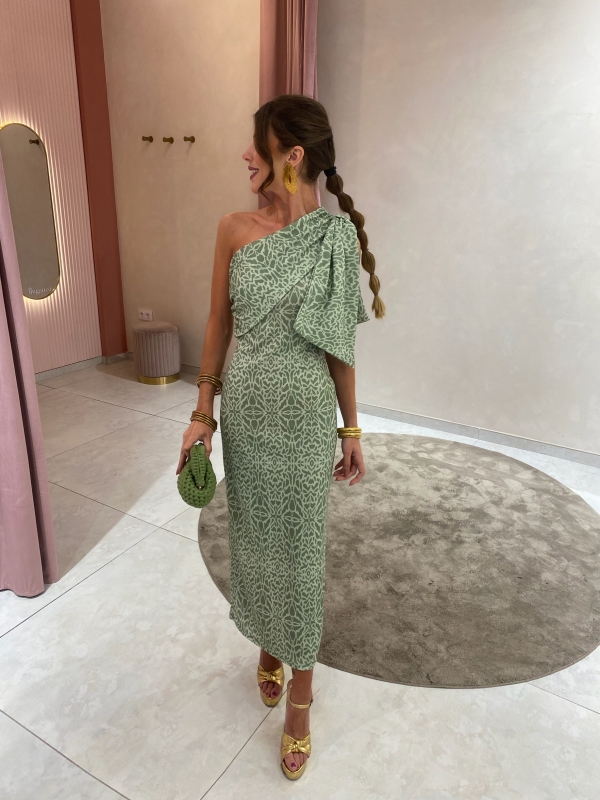 Rovira Dress Zebrado Verdeagua