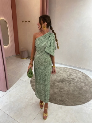 Rovira Dress Zebrado Verdeagua