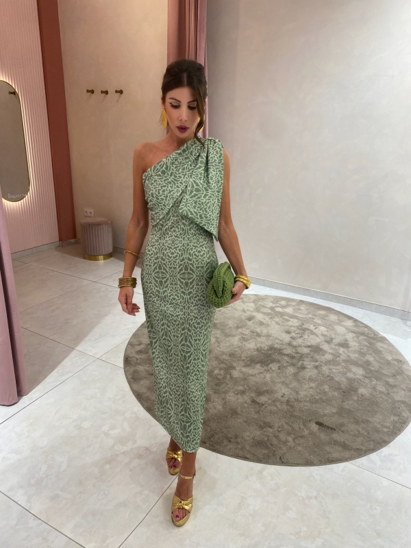 Rovira Dress Zebrado Verdeagua