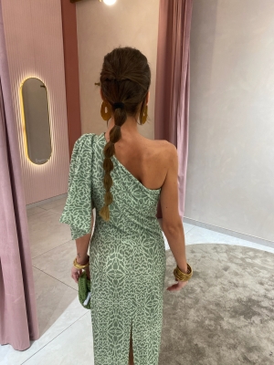 Rovira Dress Zebrado Verdeagua