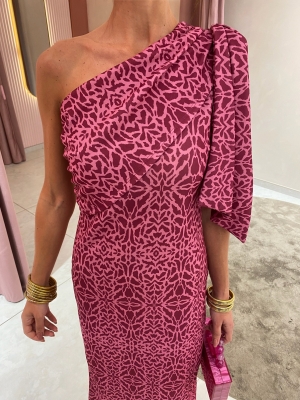 Vestido Rovira Cebrado Rosa