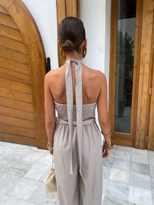 Hibiscus Beige Jumpsuit