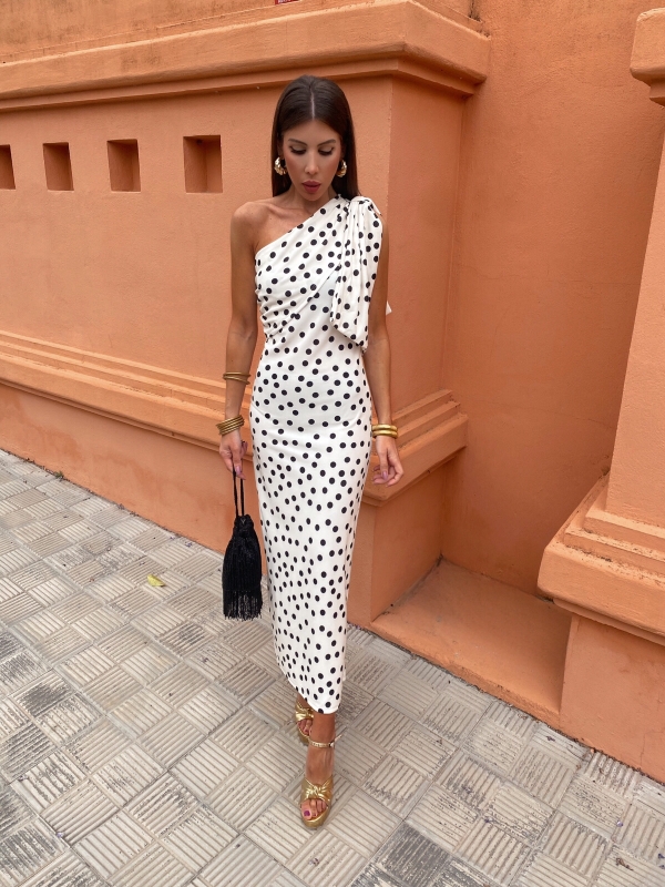 Vestido Alpujarra Branco às bolinhas