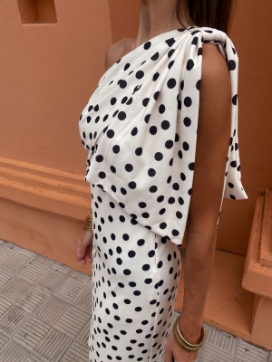 Vestido Alpujarra Branco às bolinhas