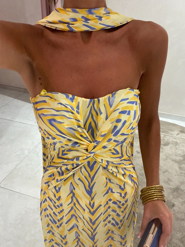 Vestido Caúcaso Amarillo/Azul