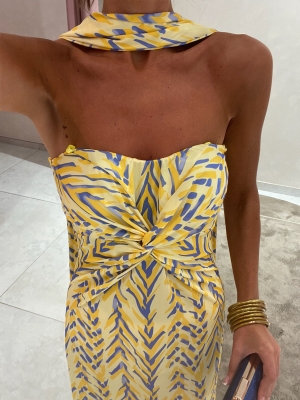 Vestido Caúcaso Amarillo/Azul