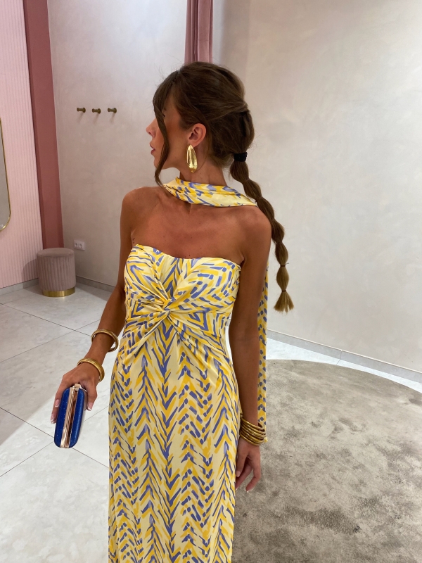 Vestido Caúcaso Amarillo/Azul