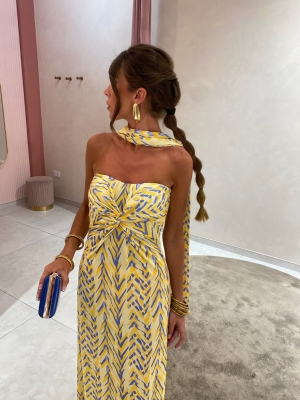 Vestido Caúcaso Amarillo/Azul