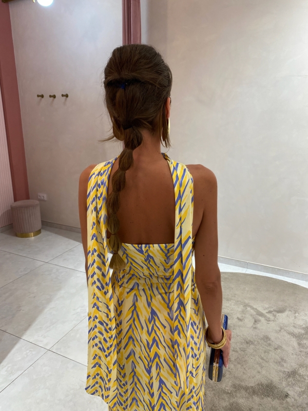 Vestido Caúcaso Amarillo/Azul