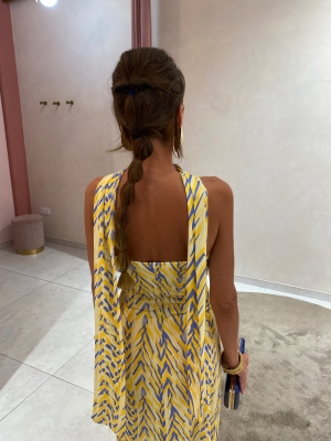 Vestido Caúcaso Amarillo/Azul