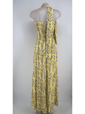 Vestido Caúcaso Amarillo/Azul