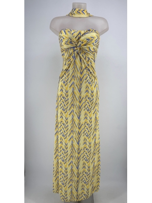 Vestido Caúcaso Amarillo/Azul