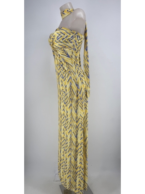 Vestido Caúcaso Amarillo/Azul