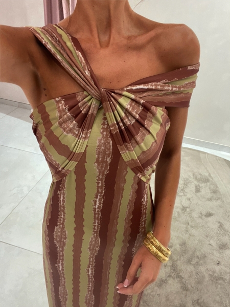 Vestido Mesura castanho/verde